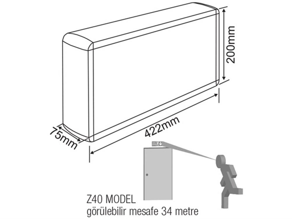 ArselArsel Dekolite Z Serisi Eko AE-3123-LE  Acil Çıkış Yönlendirme Armatürü Kesintide 180 Dak. Yanan 20xF LEDAE-3123-LE