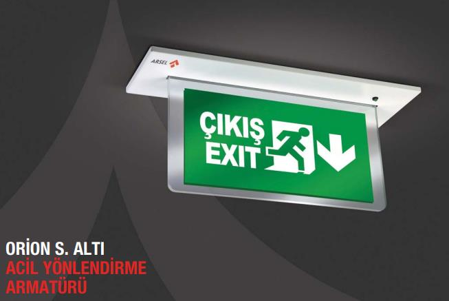 ArselArsel Orion AEB-30223-L Sıva Altı Acil Çıkış Yönlendirme Armatürü Sürekli ve Kesintide 180 Dak. Yanan 10xF LEDAEB-30223-LSA