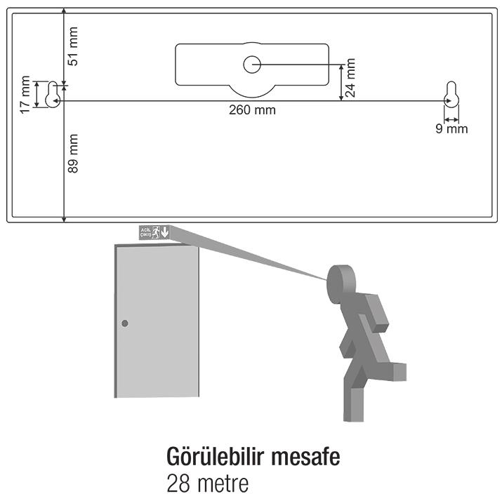 ArselArsel Sealite AS-3010 Acil Çıkış Yönlendirme Armatürü Şebekeden Yanan 20xF LEDAS-3010