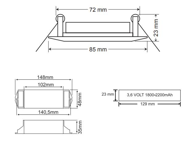 ArselArsel Spotlite SP-303M-5 Acil Aydınlatma Armatürü Sürekli ve  Kesintide 180 Dak. Yanan 5W LEDSP-303M-5