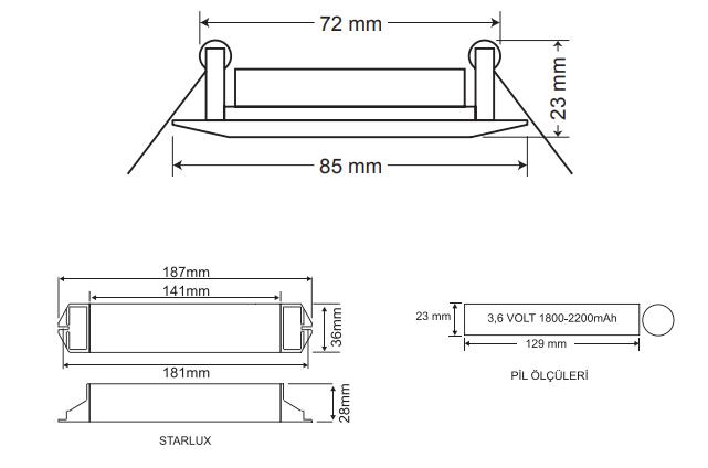 ArselArsel Starlux STA-101 Sıva Altı Acil Aydınlatma Armatürü Kesintide 60 Dak. YananME-STA-101