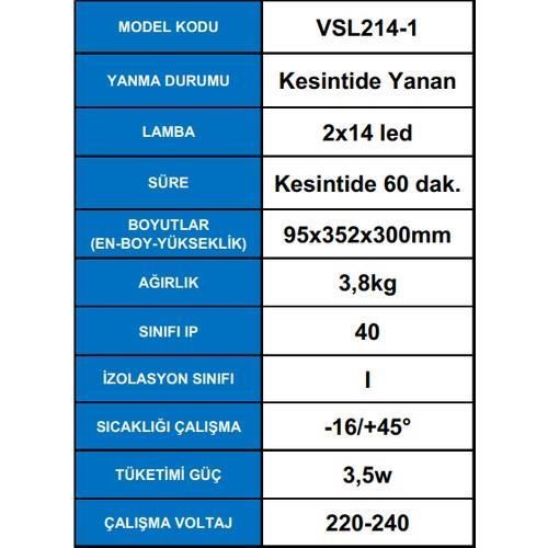 ArselArsel Versalite LED VSL214/1 LED Acil Aydınlatma Armatürü  Kesintide 60 Dak. Yanan 2x500 LümenME-VSL214/1