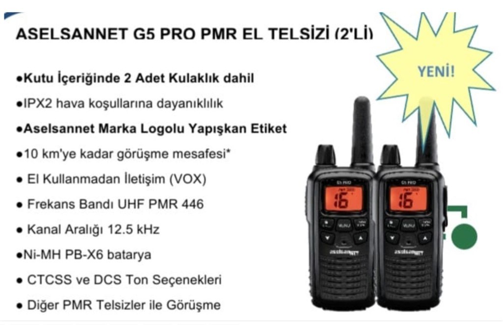 ASELSANAselsan PMR-M446-1000 G5 PRO PMR 2 li El Telsizi + Kulaklık8011869208843