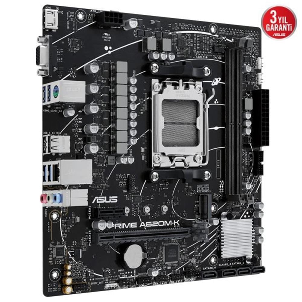 ASUSAsus Prime A620M-K 6400MHz (OC) DDR5 Soket AM5 M.2 HDMI VGA mATX Anakart4711387242087