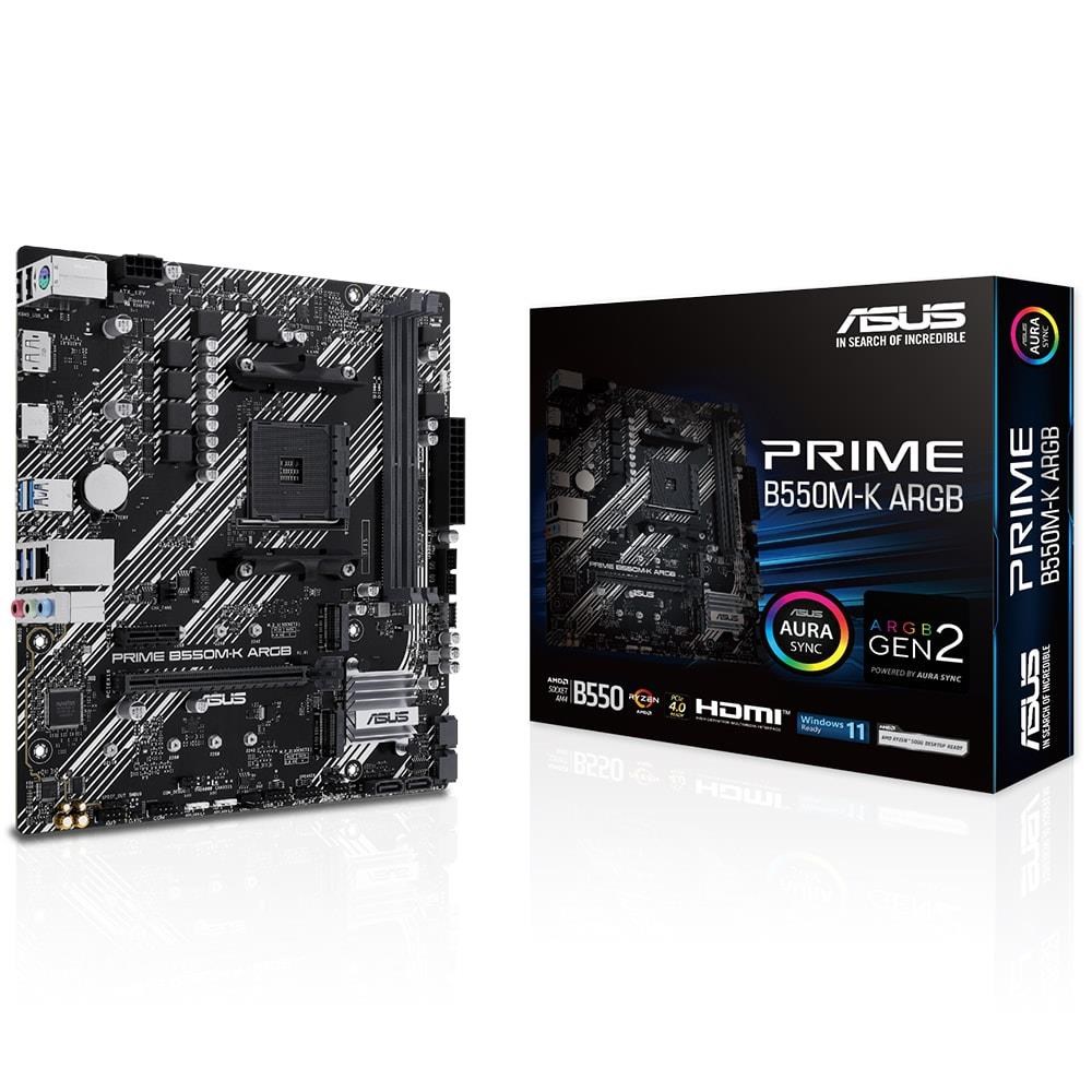 ASUSAsus Prime B550M-K ARGB 5100MHz (OC) DDR4 Soket AM4 M.2 HDMI mATX Anakart4711387316030