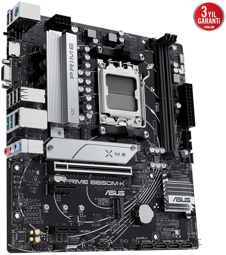 ASUSAsus Prime B650M-K 6400mhz(OC) RGB M.2 AM5 mATX DDR5 Anakart4711387236628