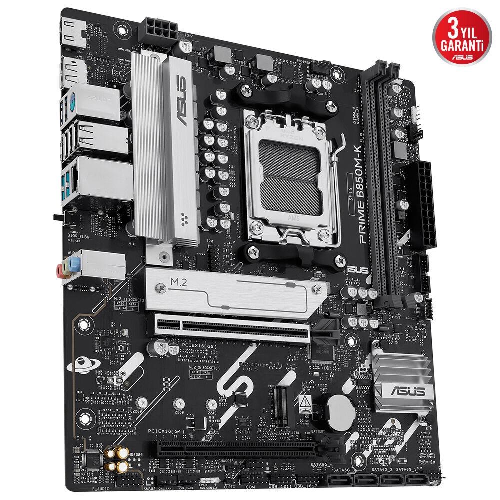 ASUSAsus Prime B850M-K AM5 DDR5 Ses GLAN DP-HDMI SATA3 USB3.2 mATX Anakart4711636005517