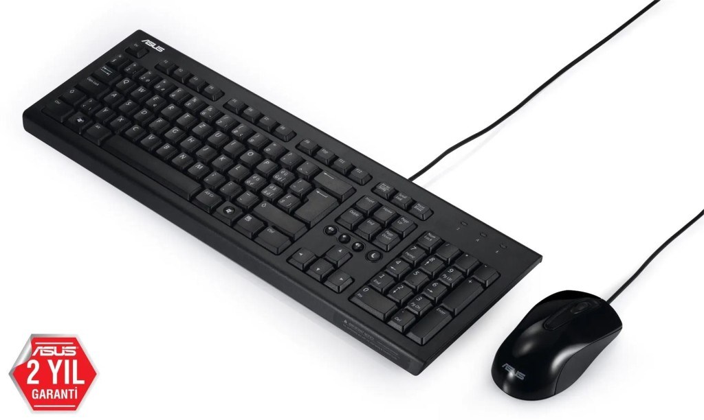 ASUSAsus U2000 Q Türkçe 1000DPI USB Siyah Kablolu Klavye Mouse Set - U2000-KBM-TR-Q4711387539309