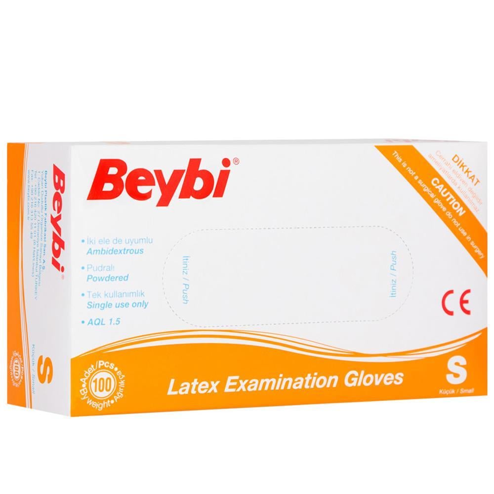 BEYBİBeybi Lateks Pudralı (S) Small Beden Muayene Eldiven 100lü Paket8690648405910