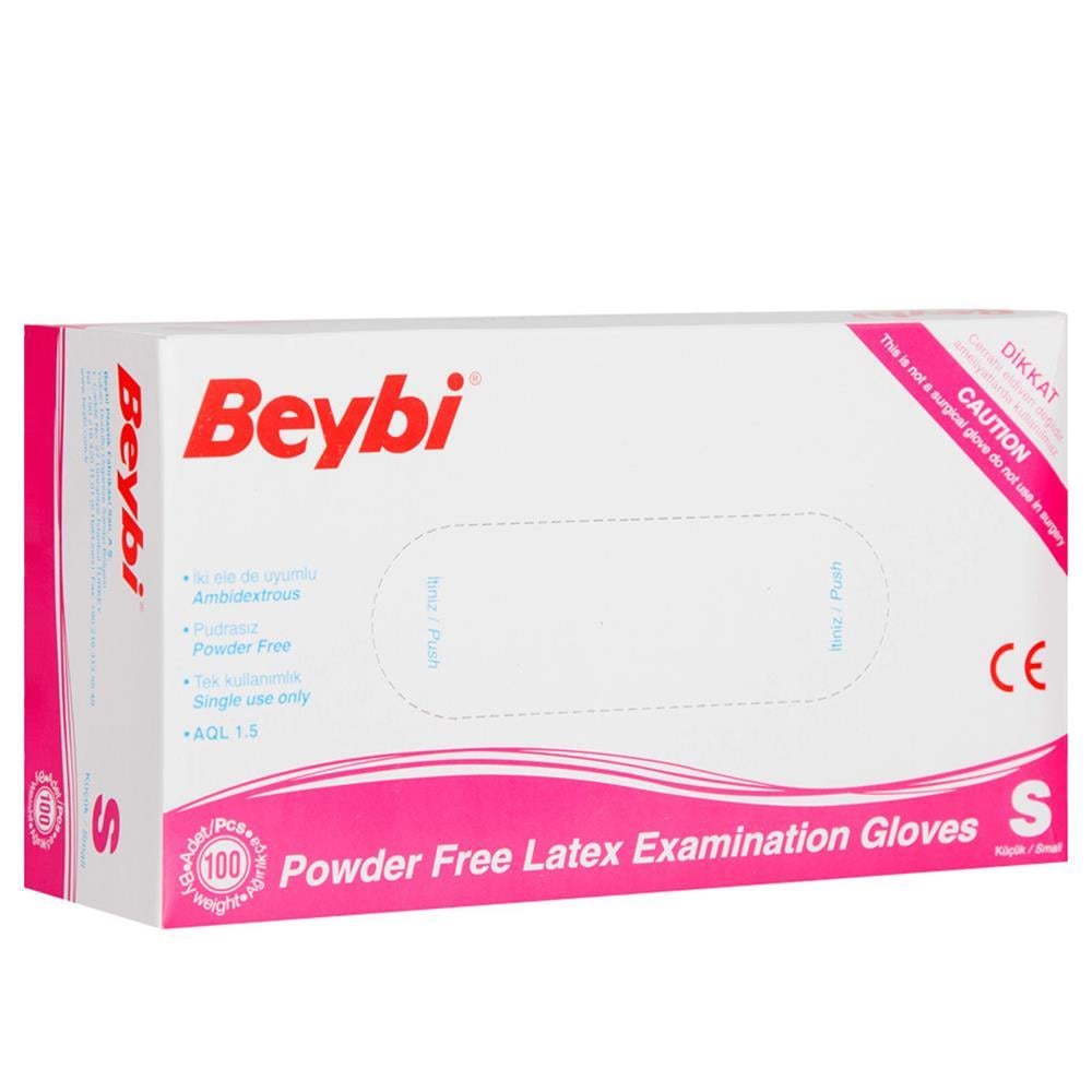 BEYBİBeybi Lateks Pudrasız (S) Small Beden Muayene Eldiven 100lü Paket8681780110688