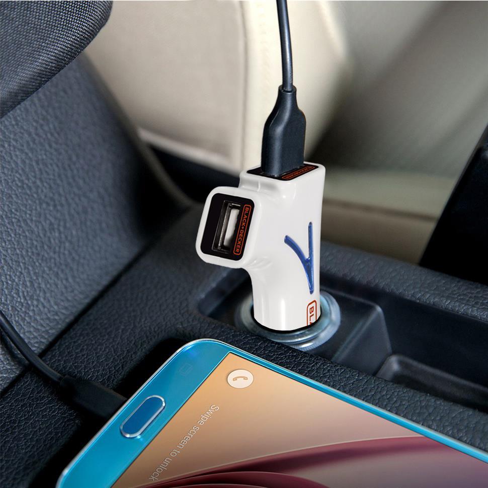 Black&DeckerBlack&Decker PIUSB2BE 3.1 Amper Çift Çıkışlı USB Araç Şarj CihazıPIUSB2BE