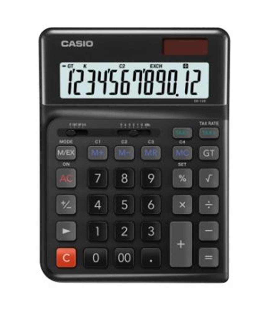 CASIOCasio DE-12E-BK Siyah 12 Hane Masa Üstü Ergonomik Tuşlu Hesap Makinesi4549526614675
