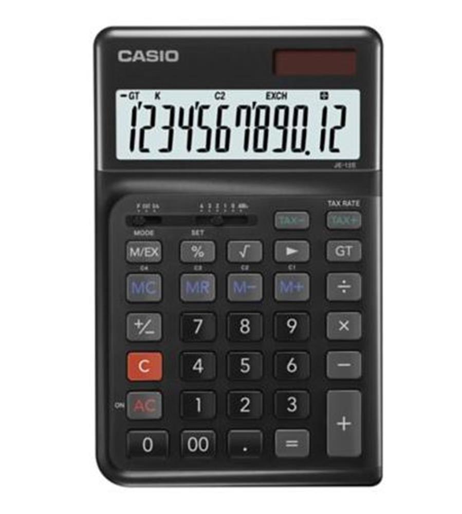 CASIOCasio JE-12E-BK Siyah 12 Hane Masa Üstü Ergonomik Tuşlu Hesap Makinesi4549526614620