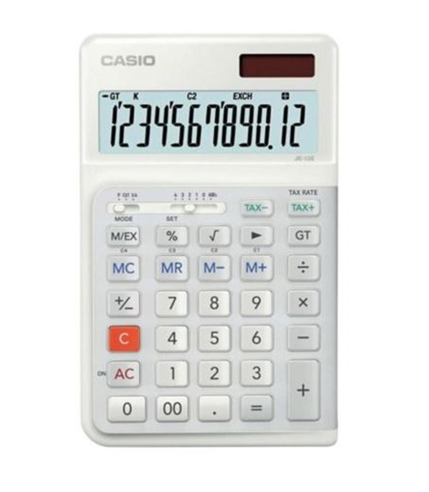 CASIOCasio JE-12E-WE Beyaz 12 Hane Masa Üstü Ergonomik Tuşlu Hesap Makinesi4549526614613