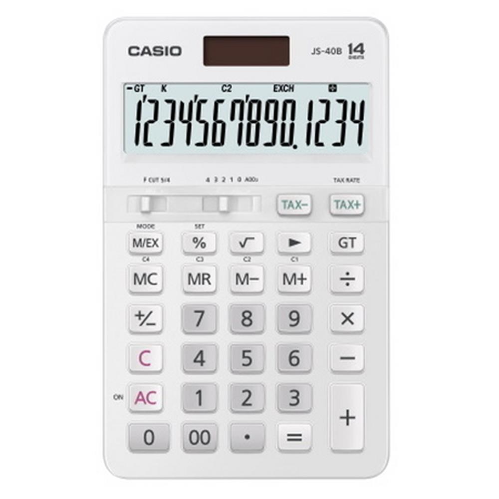 CasioCasio JS-40B-WE Beyaz Profesyonel 14 Hane Masa Üstü Hesap Makinesi4549526613074