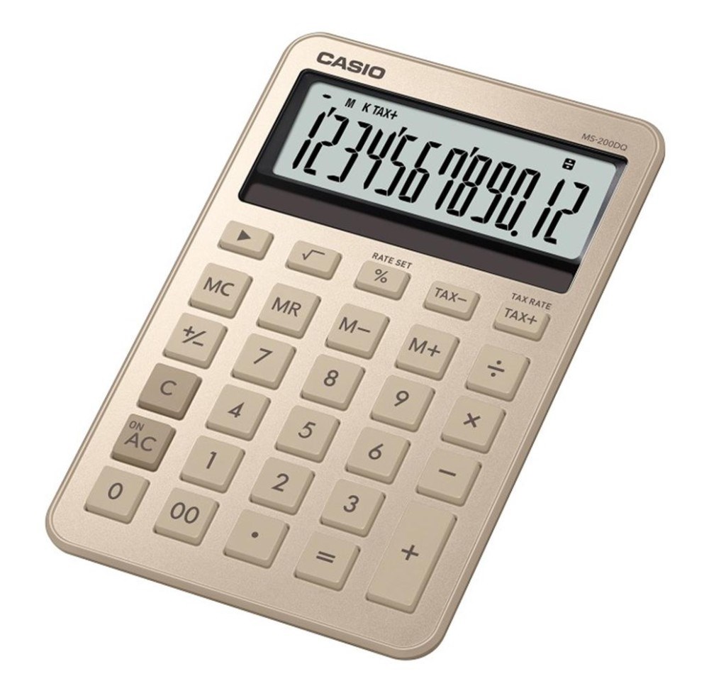 CasioCasio MS-200DQ-GD 12 Hane Parlak Gold Masa Üstü Hesap Makinesi4549526620942