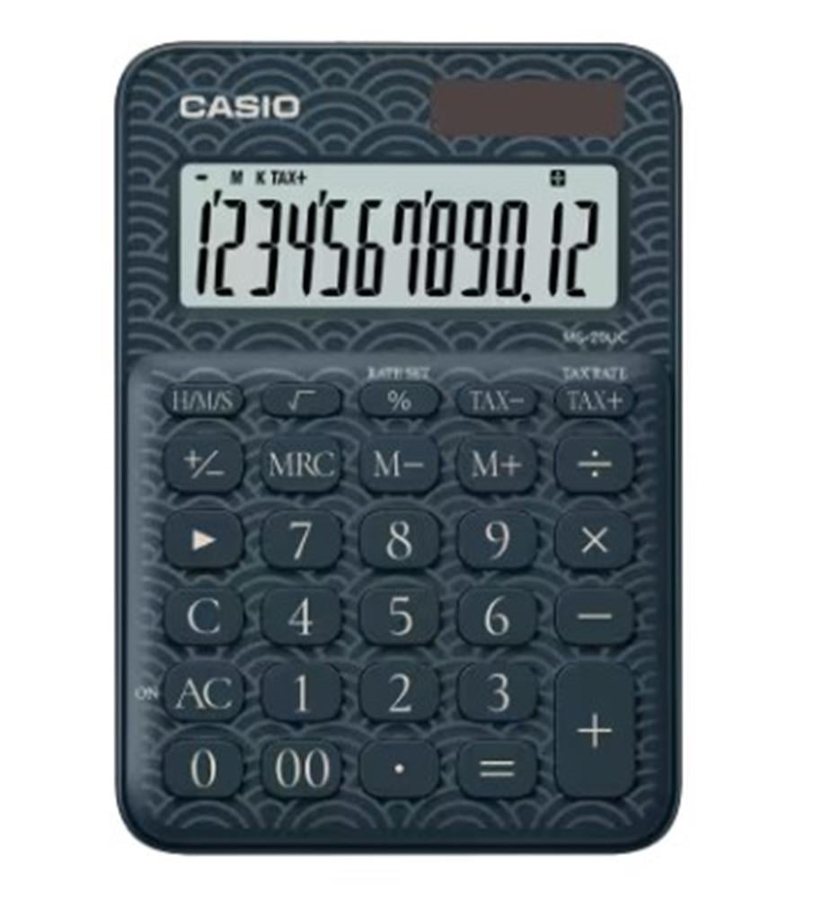 CASIOCasio MS-20UC-JBU 12 Hane Lacivert Desenli Masa Üstü Hesap Makinesi4549526620508