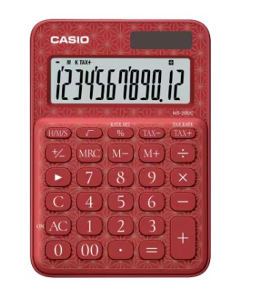 CASIOCasio MS-20UC-JRD 12 Hane Kırmızı Desenli Masa Üstü Hesap Makinesi4549526620515