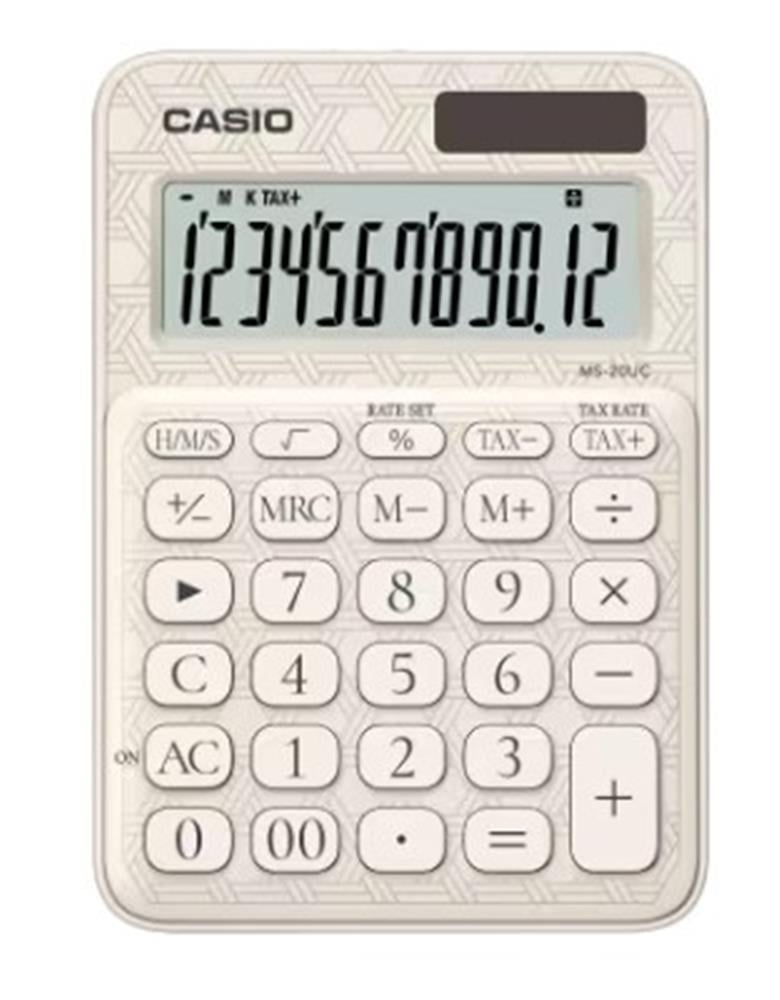 CASIOCasio MS-20UC-JWE 12 Hane Beyaz Desenli Masa Üstü Hesap Makinesi4549526620522
