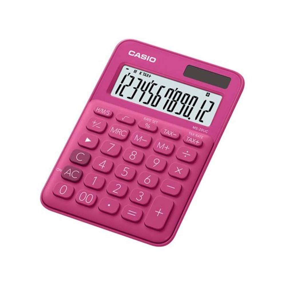 CasioCasio MS-20UC-RD 12 Hane Koyu Pembe Masa Üstü Hesap Makinesi4549526603648