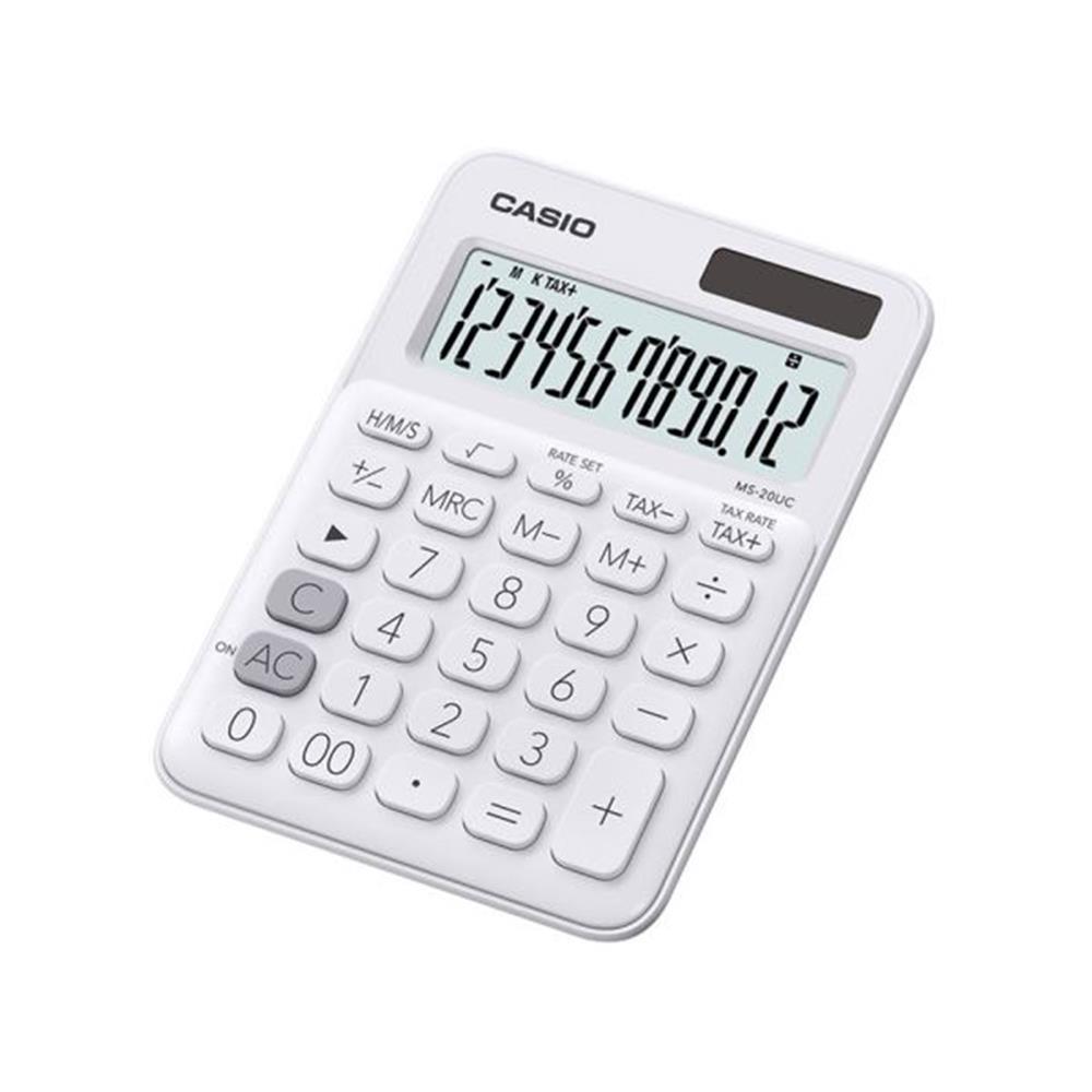 CASIOCasio MS-20UC-WE 12 Hane Beyaz Masa Üstü Hesap Makinesi4549526603716