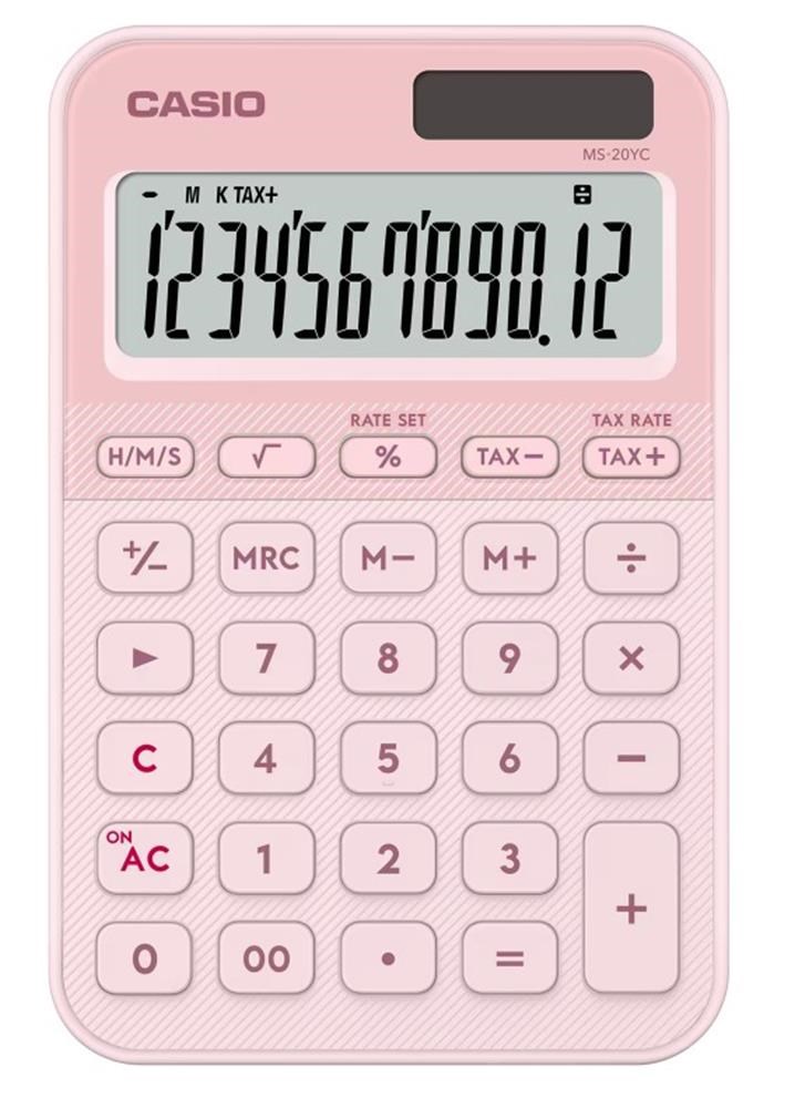 CasioCasio MS-20YC-LP 12 Hane Açık Pembe Masa Üstü Hesap Makinesi4549526621178