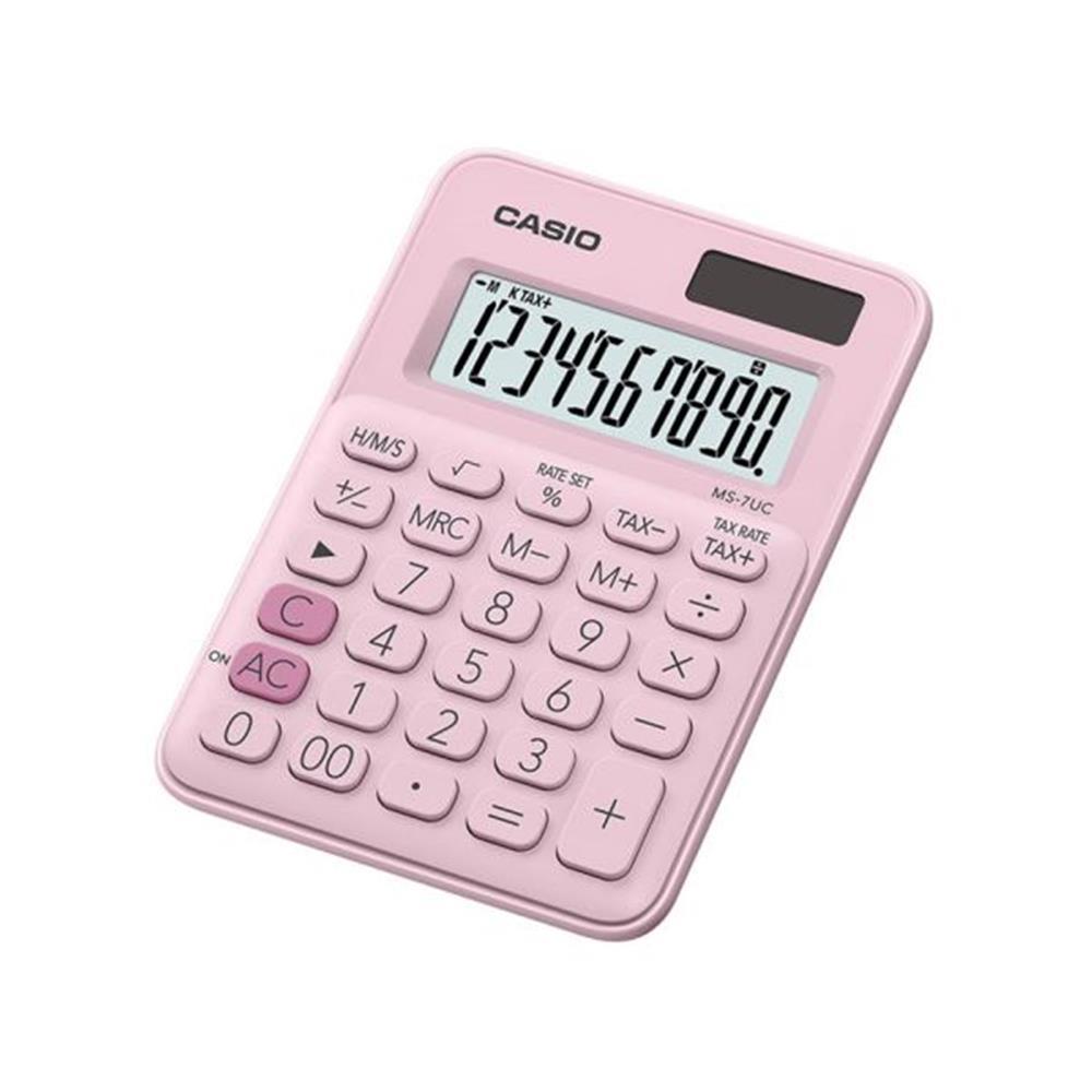 CASIOCasio MS-7UC-PK 10 Hane Açık Pembe Masa Üstü Hesap Makinesi4549526603860