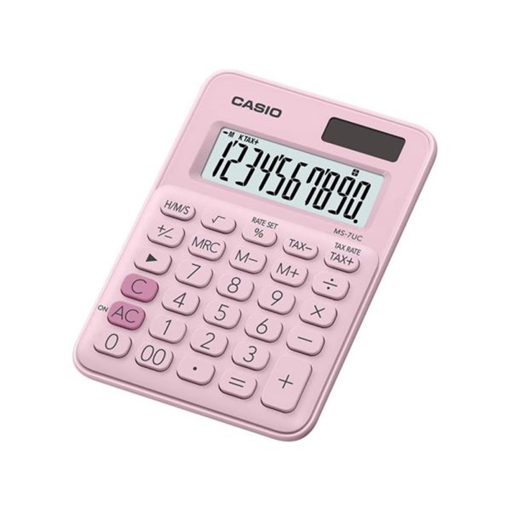 CasioCasio MS-7UC-PK 10 Hane Açık Pembe Masa Üstü Hesap Makinesi4549526603860