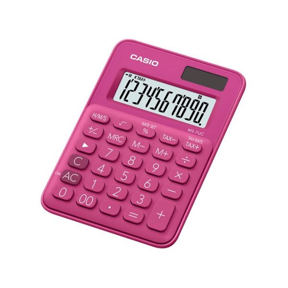 CasioCasio MS-7UC-RD 10 Hane Pembe Masa Üstü Hesap Makinesi4549526603846