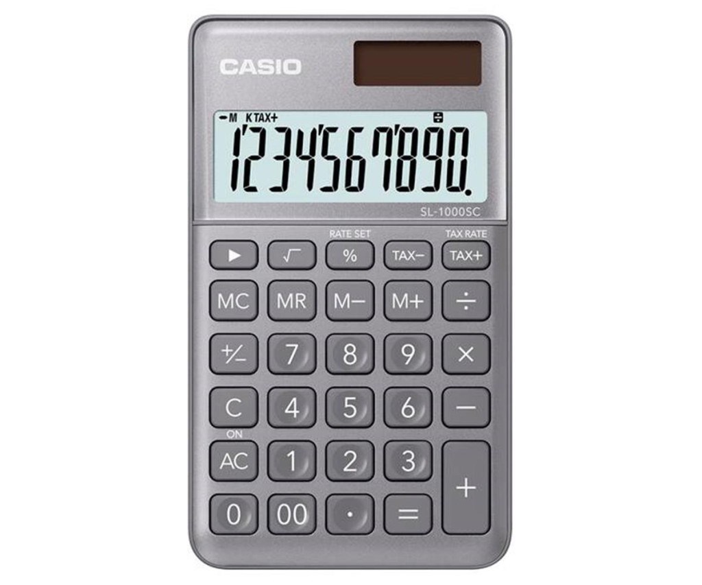 CasioCasio SL-1000SC-GY Cep Tipi 10 Hane Gri Hesap Makinesi4549526617423