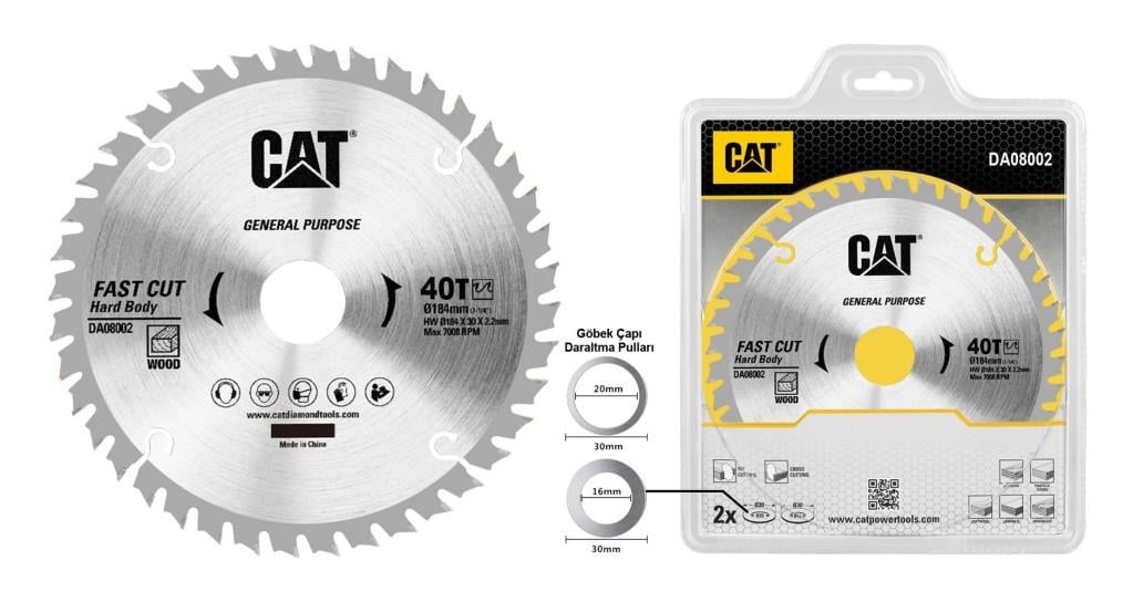 CATCAT DA08002 184x30mm Ahşap Kesme Elmas, Daire Testere Bıçağı 40 DişDA08002