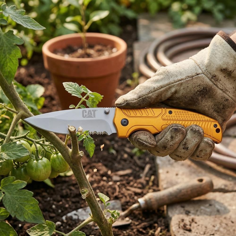 CATCAT DA980006 Kemer Askı Kancalı Katlanabilir 20CM Paslanmaz Çelik Sarı Kamp ÇakısıDA980006