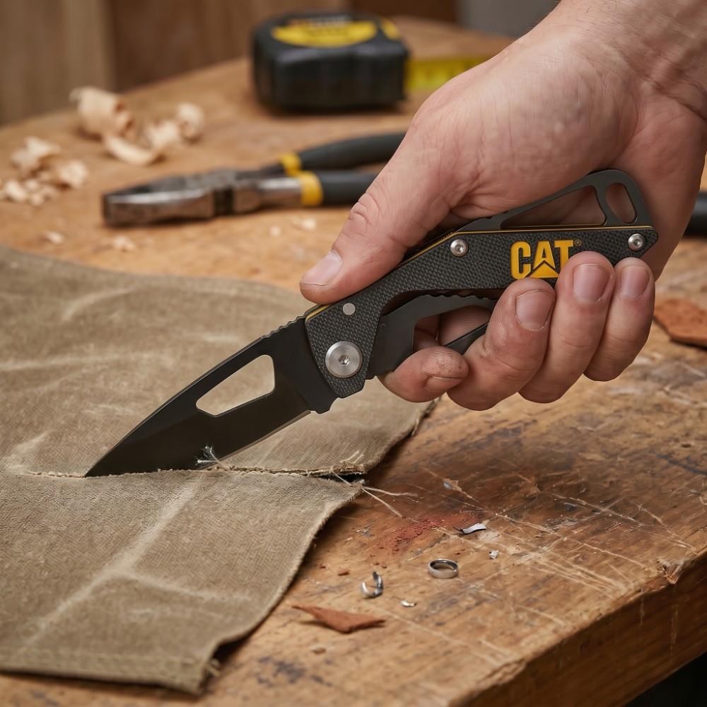 CATCAT DA980265 Kemer Askı Kancalı Katlanabilir 13CM Paslanmaz Çelik Siyah Kamp ÇakısıDA980265
