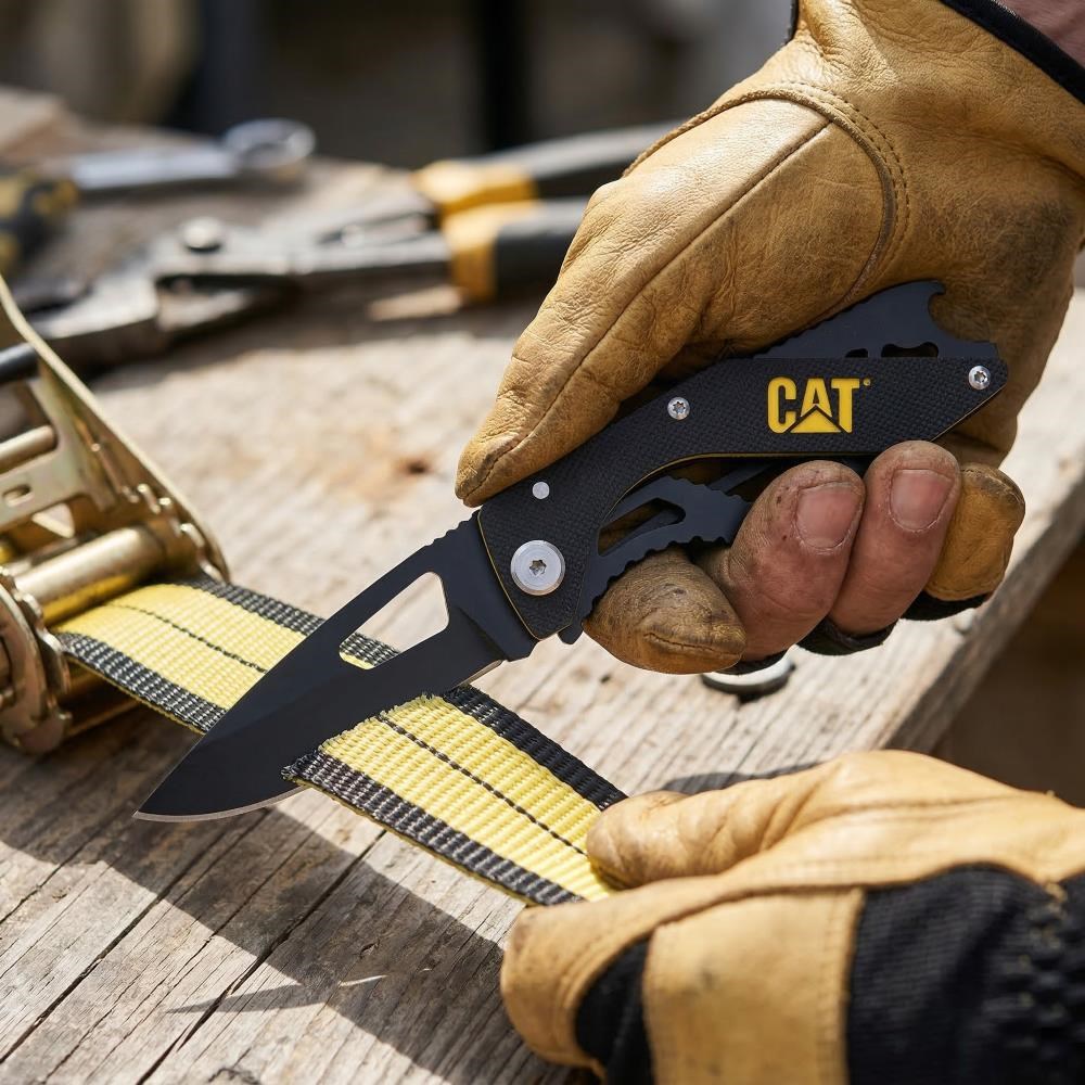 CATCAT DA980267 Kemer Askı Kancalı Şişe Açacaklı Katlanabilir 16CM Paslanmaz Çelik Siyah Kamp ÇakısıDA980267