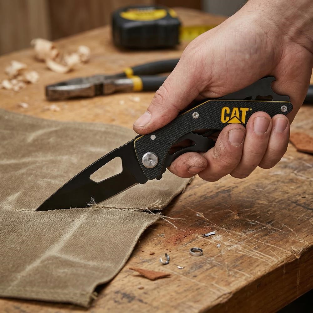 CATCAT DA980267 Kemer Askı Kancalı Şişe Açacaklı Katlanabilir 16CM Paslanmaz Çelik Siyah Kamp ÇakısıDA980267
