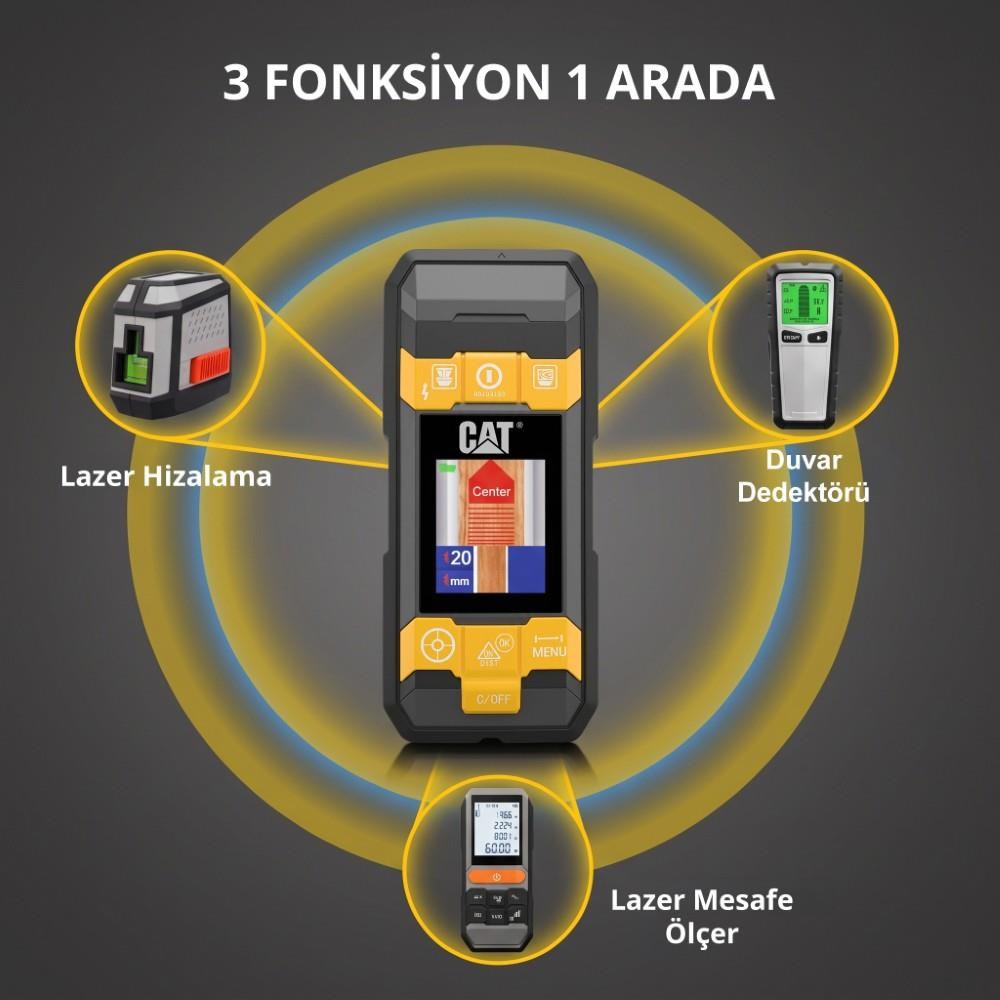 CATCAT DA980621 3.7Volt Li-Po 3’ü 1 Arada 40M Lazer Metre +Hizalama +Metal/Ahşap/Voltaj DedektörüDA980621