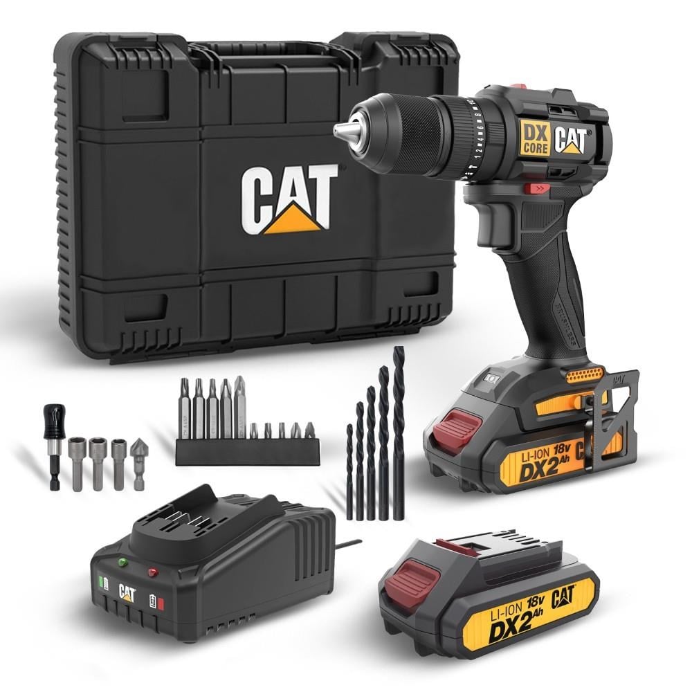 CATCAT DX1010.1 18Volt 2.0Ah Li-ion Çift Akülü Kömürsüz Profesyonel Şarjlı Darbeli Matkap + 20 Parça Delme Vidalama Uç SetiDX1010.1