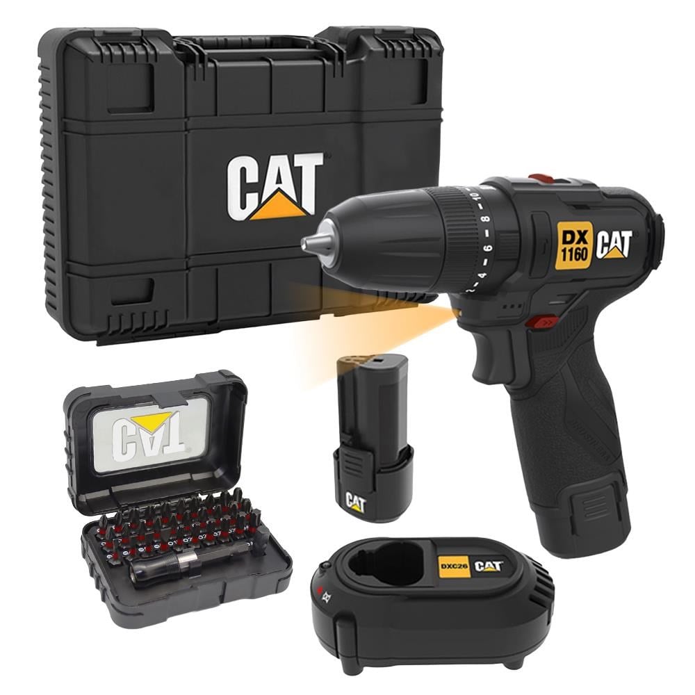 CATCAT DX1160 12Volt/2.0Ah Li-ion Çift Akülü Kömürsüz Profesyonel Şarjlı Darbeli Matkap + DA01901 32 Parça Aksesuar SetiDX1160