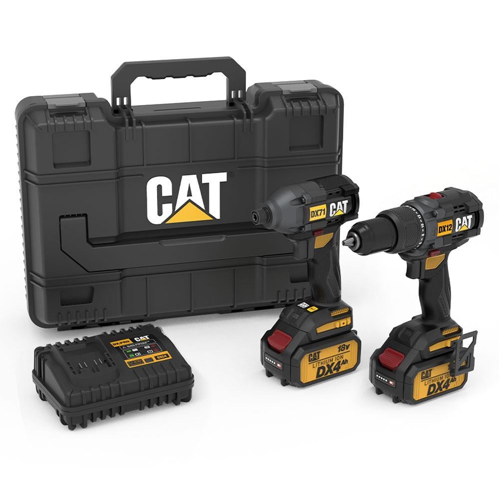 CATCAT DX12K.2 18Volt/4.0Ah Li-ion Çift Akülü Kömürsüz Profesyonel Şarjlı Darbeli Matkap + DX71.2 Kömürsüz Darbeli Tornavida Kombo SetDX12K.2