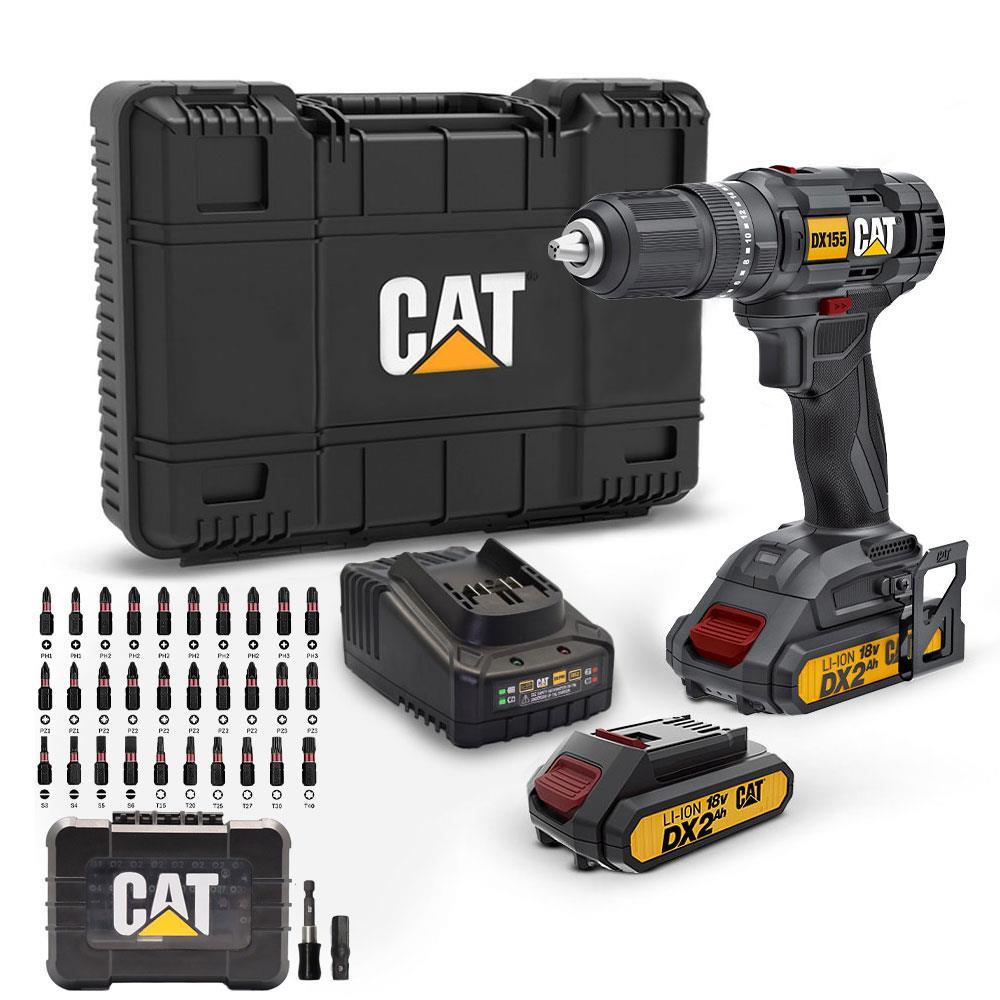 CATCAT DX155.1SET 18Volt/2.0Ah Li-ion Çift Akülü Profesyonel Şarjlı Darbeli Matkap + DA01901 32 Parça Vidalama Uç SetiDX155.1SET