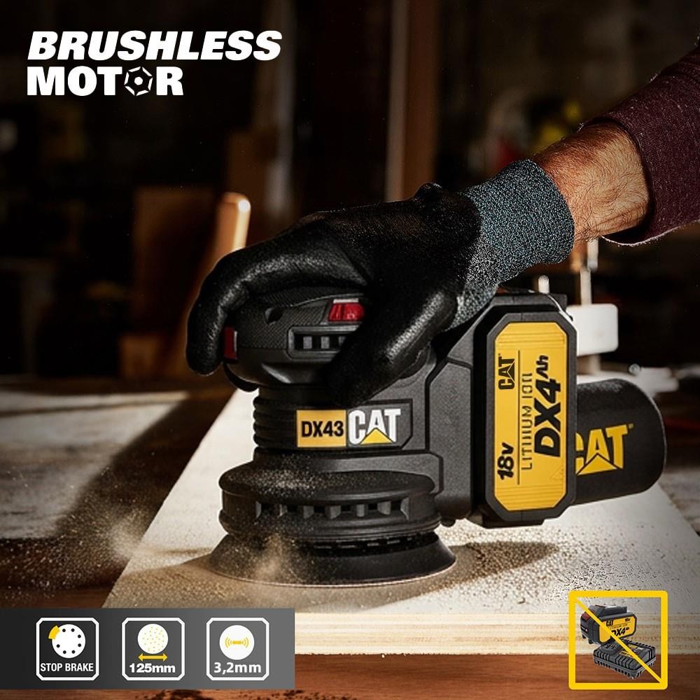 CATCAT DX43B 18Volt 125mm Kömürsüz Devir Ayarlı Profesyonel Eksantrik Zımpara (Akü Dahil Değildir)DX43B