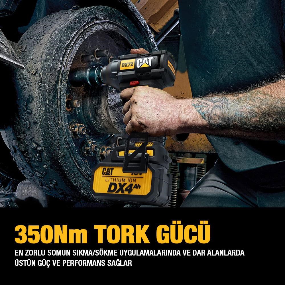 CATCAT DX72 18Volt/4.0Ah Li-ion Çift Akülü Şarjlı 350Nm Kömürsüz Profesyonel Somun SıkmaDX72