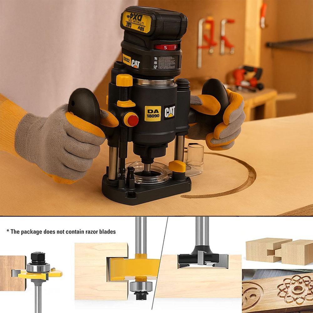 CATCAT DX82B.3 18Volt Şarjlı Kömürsüz 6mm Devir Ayarlı Profesyonel Avuç İçi El Frezesi Formika Tıraşlama (Akü Dahil Değildir)DX82B.3
