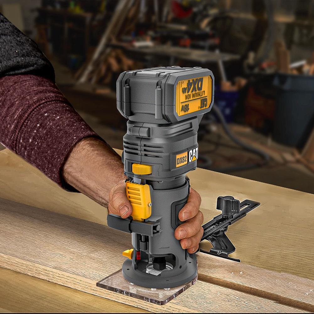 CATCAT DX82B 18Volt Şarjlı Kömürsüz 6mm Devir Ayarlı Profesyonel Avuç İçi El Frezesi Formika Tıraşlama (Akü Dahil Değildir)DX82B