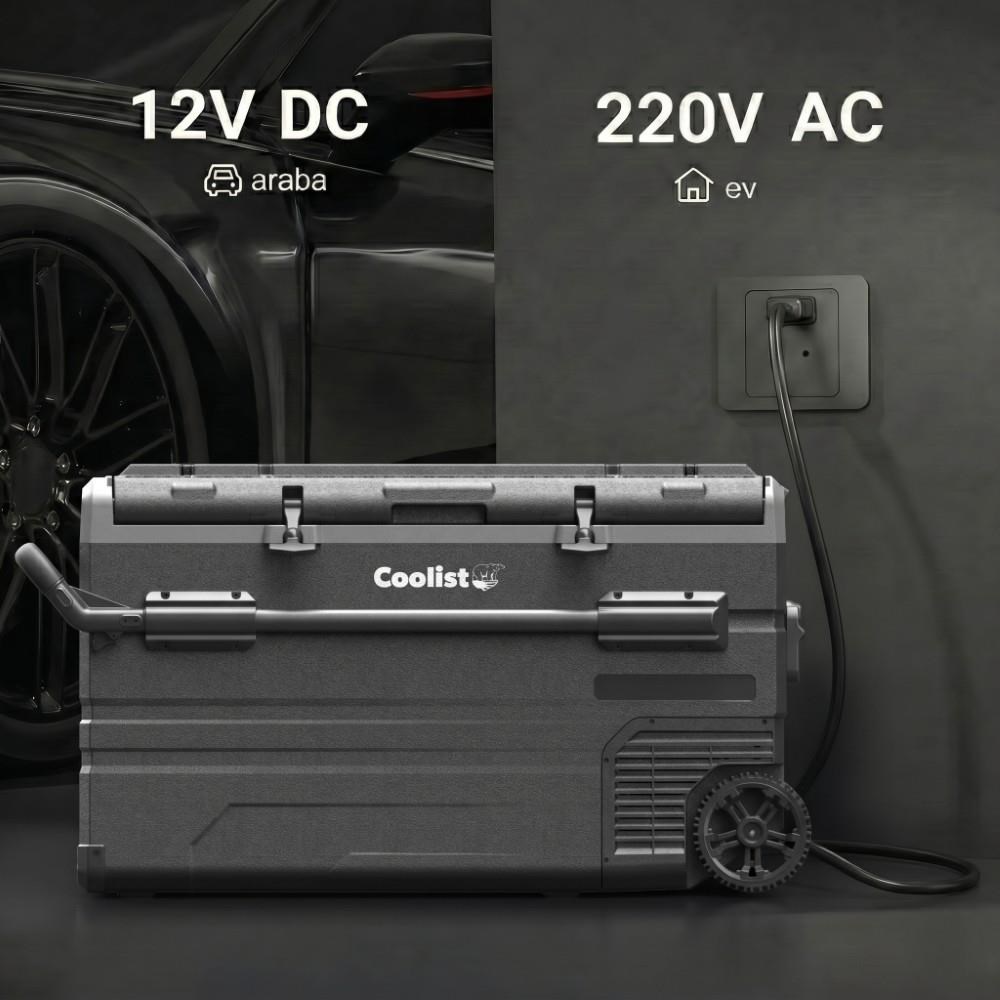 CoolistCoolist CLK120W 12/24V 220Volt 114 Litre Tek Bölmeli Tekerlekli Outdoor Kompresörlü Oto Buzdolabı/DondurucuCLK120W