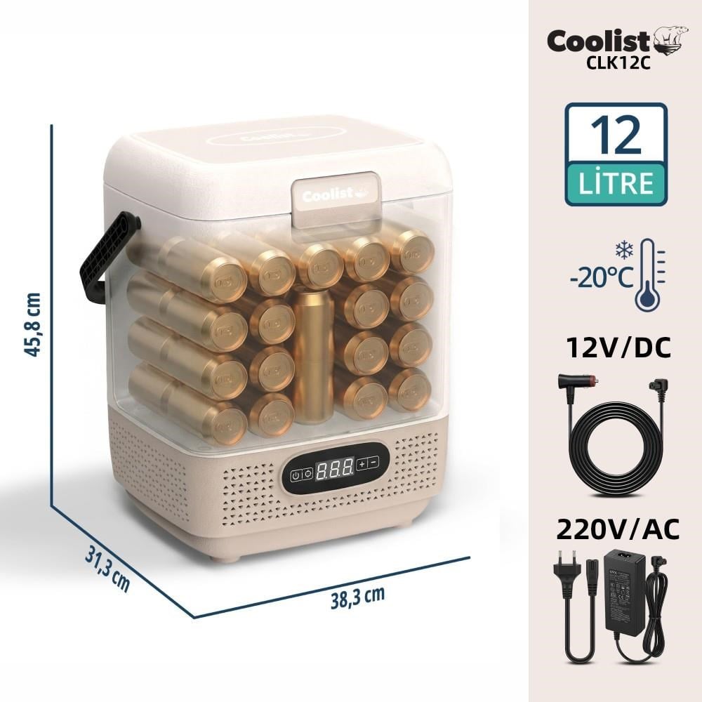 CoolistCoolist CLK12C 12/24Volt/ 220Volt 12 Litre Taşınabilir Kompresörlü Oto BuzdolabıCLK12C