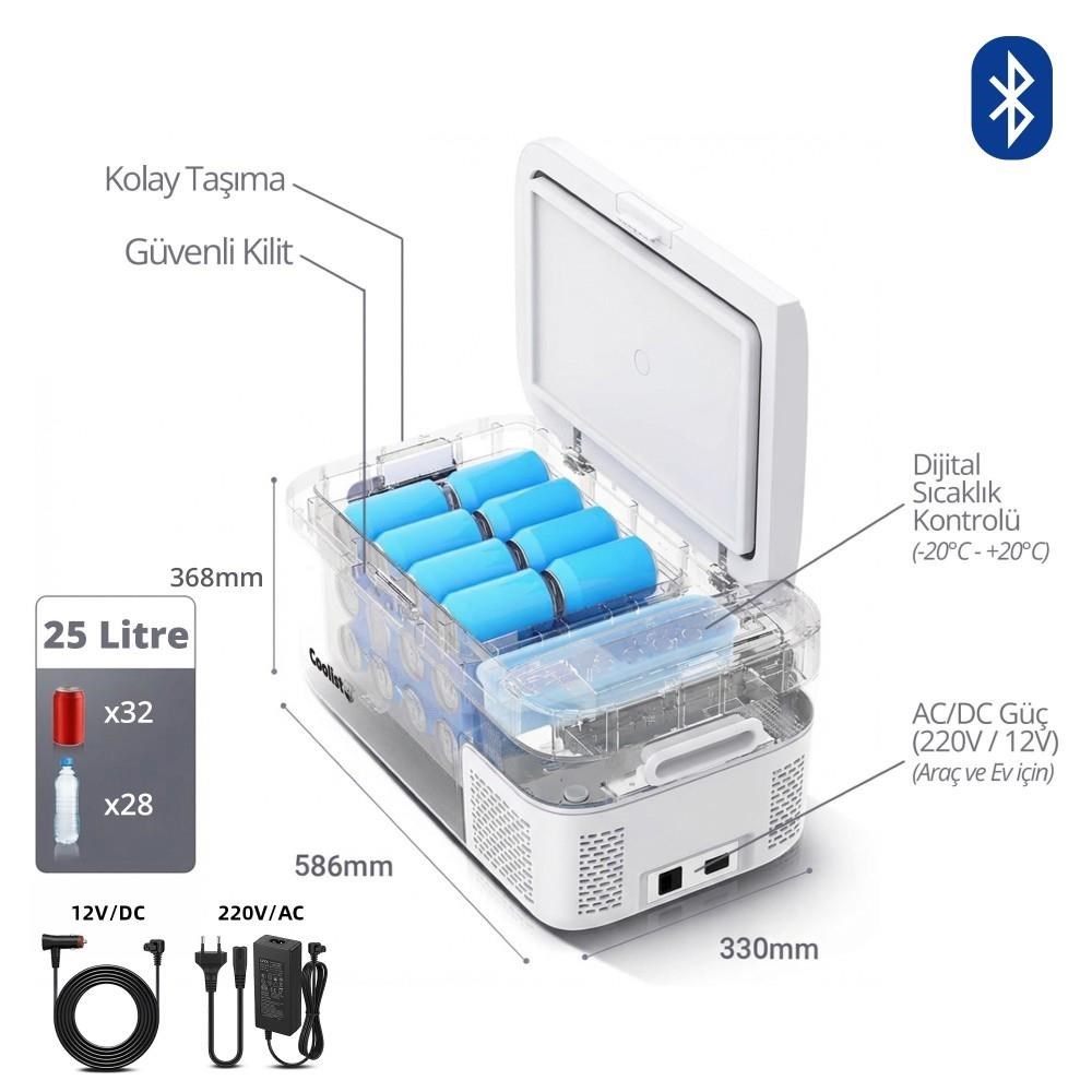 CoolistCoolist CLK25B 12/24Volt/ 220Volt 25 Litre Kompresörlü Bluetooth Bağlantılı Oto BuzdolabıCLK25B