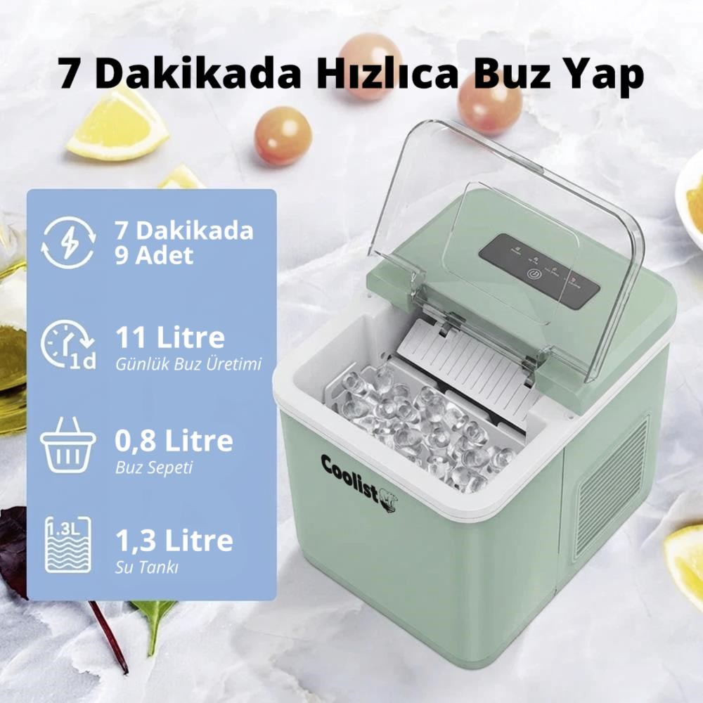 CoolistCoolist CLK2BM 12/24Volt/ 220Volt 1.3 Litre Kompresörlü Otomatik Buz Yapma MakinesiCLK2BM