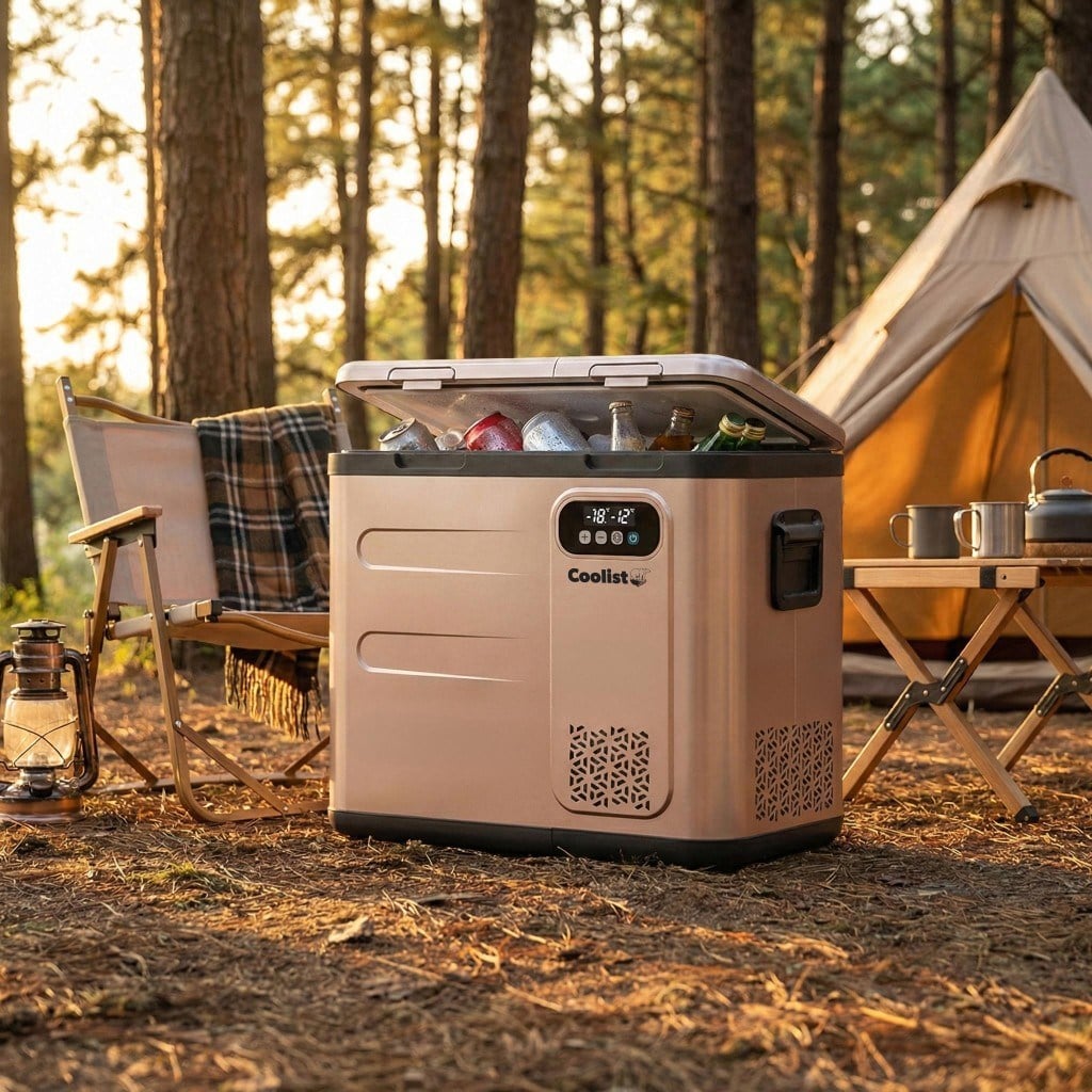 CoolistCoolist CLK60D 12/24V/220Volt 59 Litre Çift Bölmeli Outdoor Kompresörlü Bluetooth Bağlantılı Oto BuzdolabıCLK60D