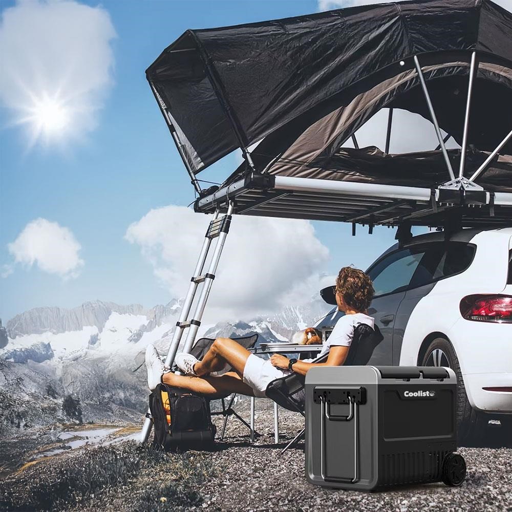 CoolistCoolist CLK65W 12/24Volt 220Volt 65 Litre Çift Bölmeli Tekerlekli Outdoor Kompresörlü Oto Buzdolabı/DondurucuCLK65W